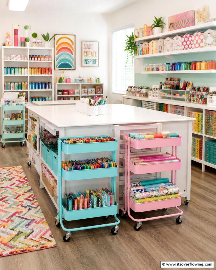 Incorporate Rolling Carts for Flexibility - 25 Craft Room Organization Ideas for Creative Spaces