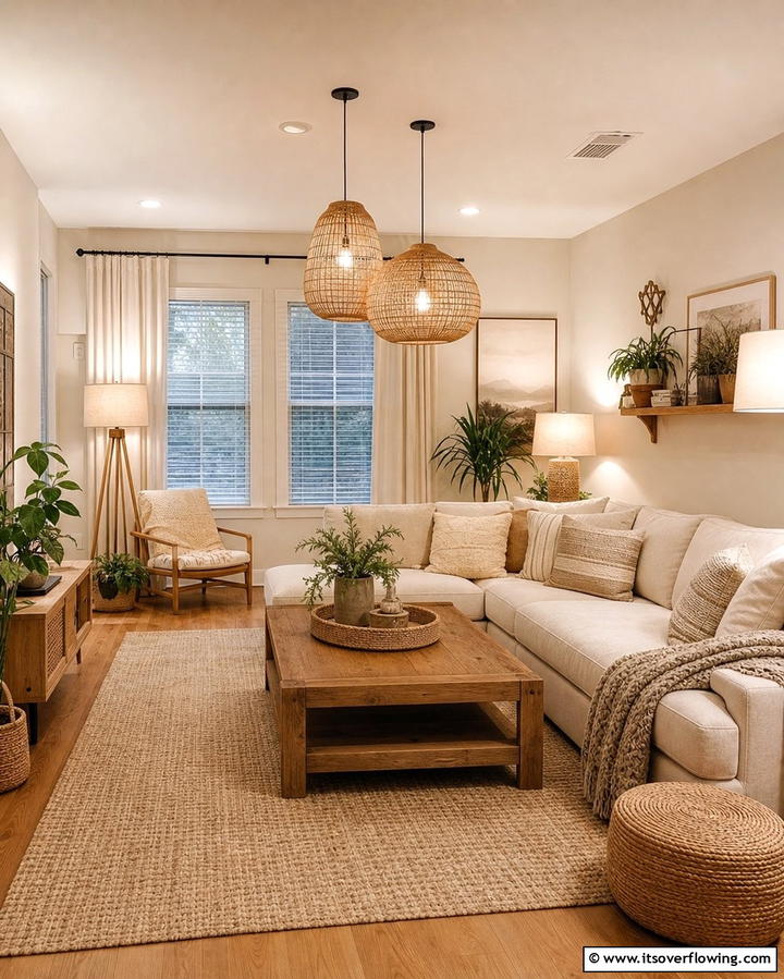 Incorporate Soft Lighting - 25 Earthy Living Room Decor Ideas for a Cozy Ambiance