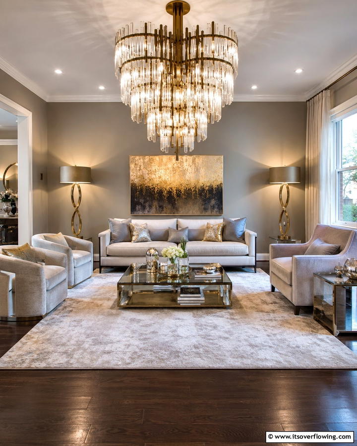 Incorporate Statement Lighting Fixtures - 25 Dark Brown Floor Living Room Ideas for Warmth
