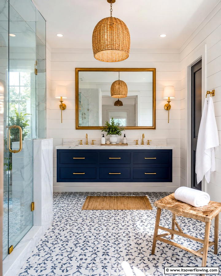 Incorporate Statement Lighting Fixtures - 25 Apartment Bathroom Ideas to Maximize Small Spaces