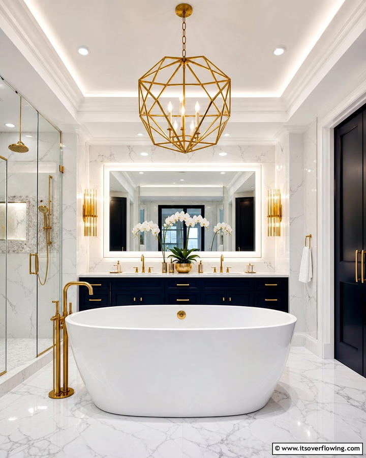 Incorporate Statement Lighting - 25 Elegant Bathroom Decor Ideas for a Luxurious Feel