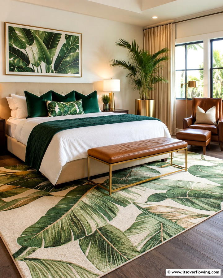 Incorporate Tropical Themed Rugs - 25 Tropical Bedroom Ideas for a Relaxing Retreat