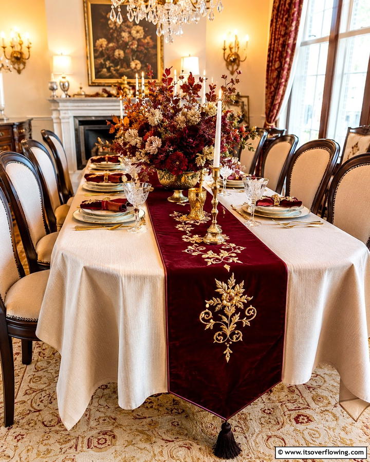 Incorporate Velvet Table Runners - 25 Fall Table Decor Ideas for a Seasonal and Festive Dining Experience
