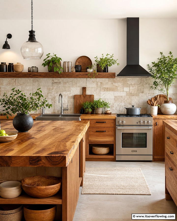 Incorporate Wooden Countertops - 20 Natural Kitchen Design Ideas for a Warm Feel