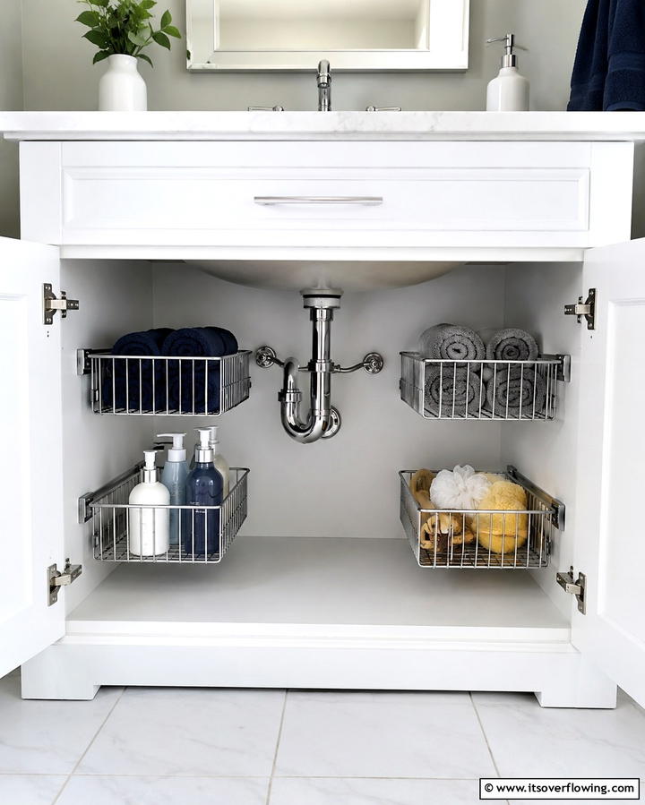 Incorporate a Built In Lazy Susan - 25 Bathroom Cabinet Organization Ideas for a Clutter-Free Space