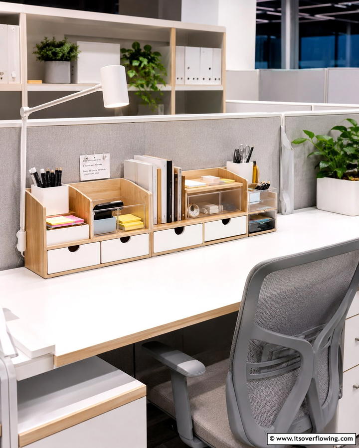 Incorporate a Desk Organizer - 25 Cubicle Decor Ideas to Personalize Your Workspace