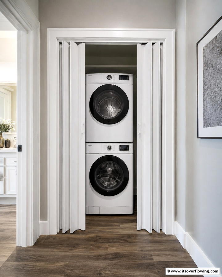 Incorporate a Folding Door - 20 Stackable Laundry Room Ideas for Small Spaces