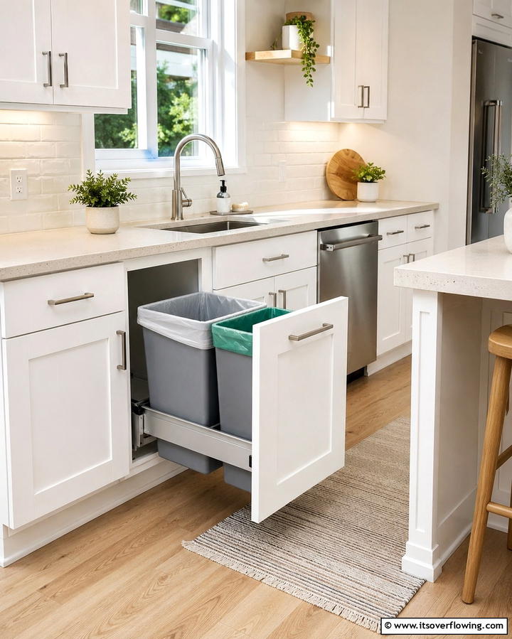 Incorporate a Slide Out Trash Bin - 20 Kitchen Sink Organization Ideas to Maximize Space