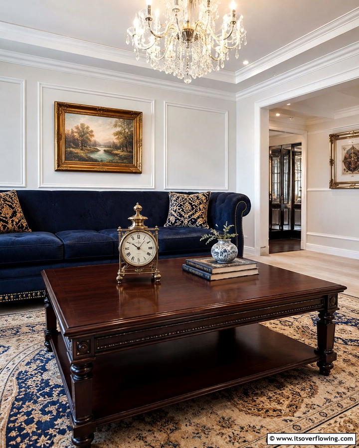 Incorporate a Small Clock - 25 Coffee Table Decor Ideas for Stylish Living Rooms