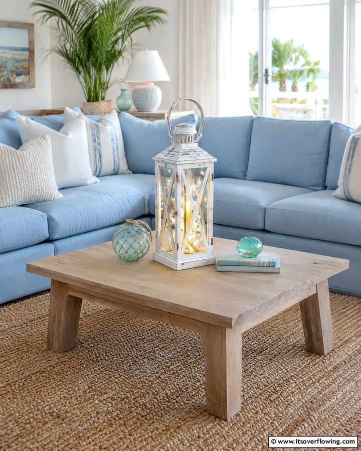 Incorporate a Small Lantern - 25 Coffee Table Decor Ideas for Stylish Living Rooms