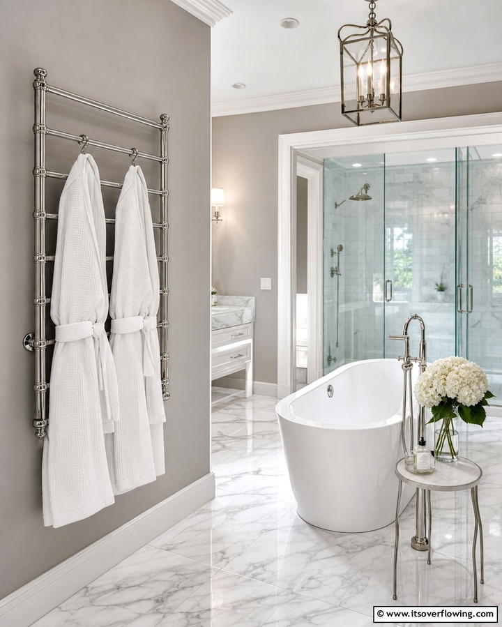Incorporate a Towel Warmer - 25 Guest Bathroom Ideas for a Welcoming Space