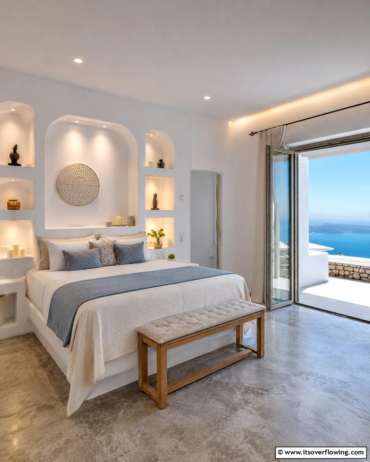 Incorporating Built In Alcoves - 25 Greek Bedroom Design Ideas for a Mediterranean Feel