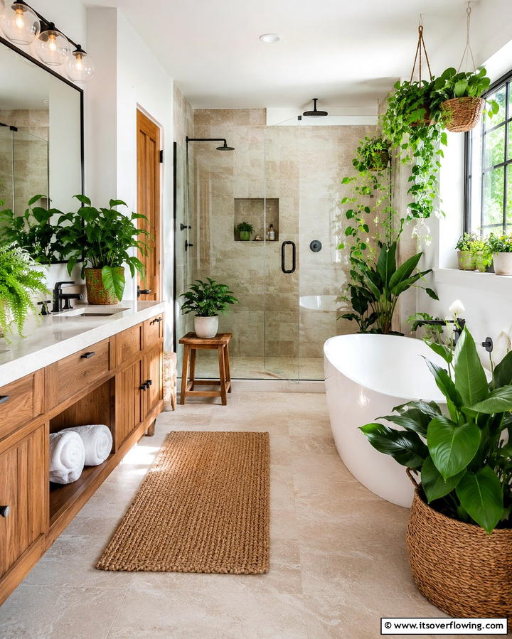 Incorporating Indoor Plants for Freshness - 20 Zen Bathroom Ideas for a Relaxing Retreat