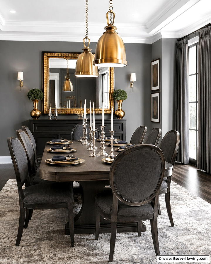 Incorporating Metallic Accents in Gray Rooms - 30 Gray Dining Room Design Ideas for Modern Entertaining