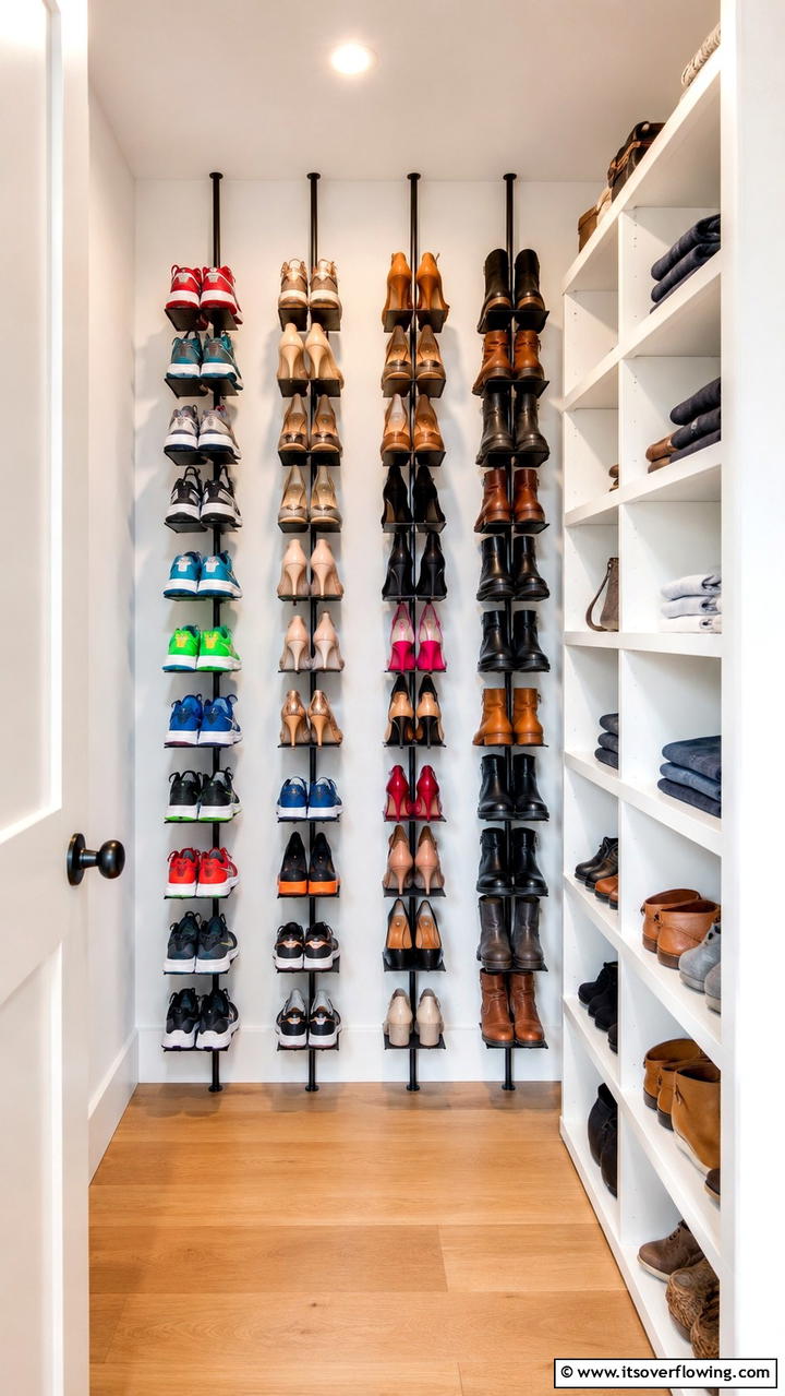 Incorporating Multi Tiered Shoe Racks - 30 Smart Hall Closet Organization Ideas for Maximized Space