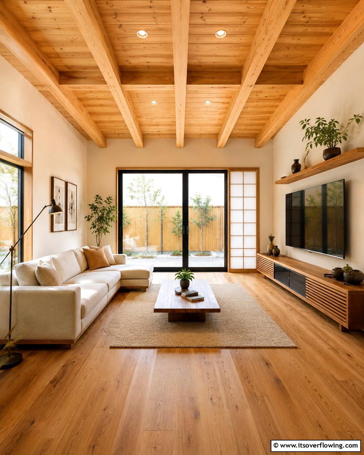 Incorporating Natural Wood - 25 Japanese Style Living Room Ideas for Serenity