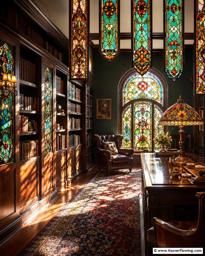 Incorporating Stained Glass Accents - 25 Dark Academia Interior Design Ideas for Sophistication