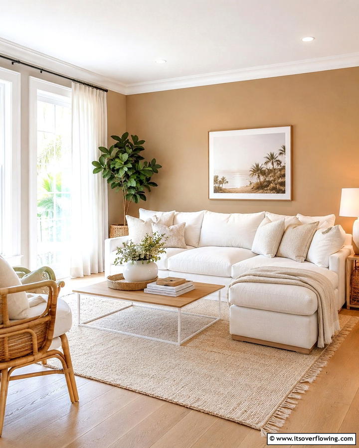 Incorporating Tan Rugs for Warmth - 25 Tan Living Room Ideas for a Serene Ambiance