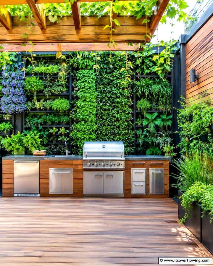 Incorporating Vertical Gardens - 25 Outdoor Kitchen on Deck Ideas for Seamless Entertaining