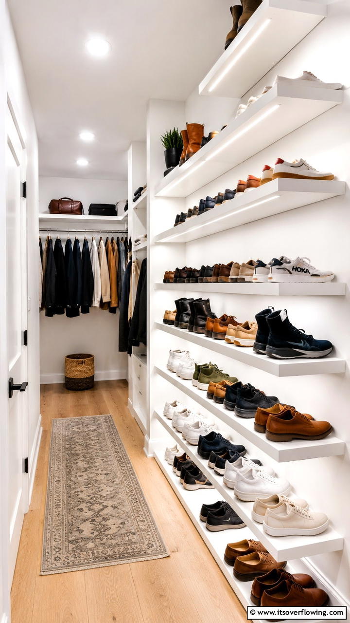 Incorporating Wall Mounted Shoe Storage - 30 Smart Hall Closet Organization Ideas for Maximized Space