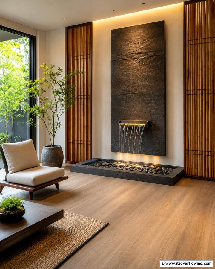 Incorporating Water Features - 25 Japanese Style Living Room Ideas for Serenity
