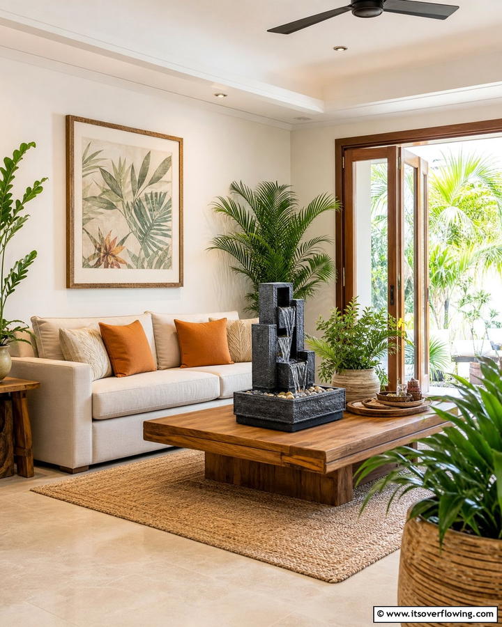 Incorporating Water Features - 20 Natural Living Room Ideas for a Calm Retreat