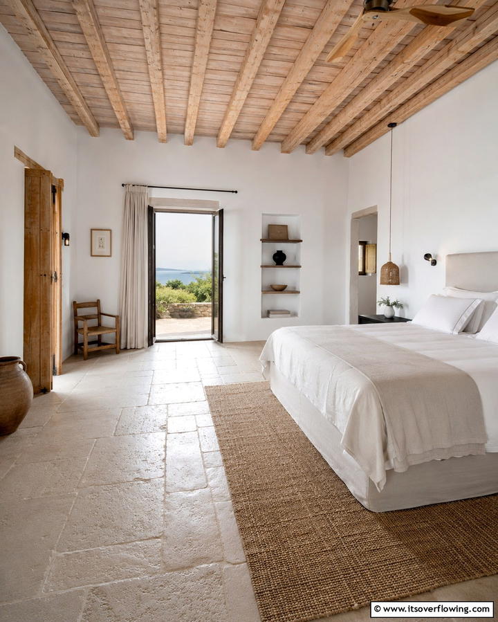 Incorporating Wooden Ceiling Beams - 25 Greek Bedroom Design Ideas for a Mediterranean Feel