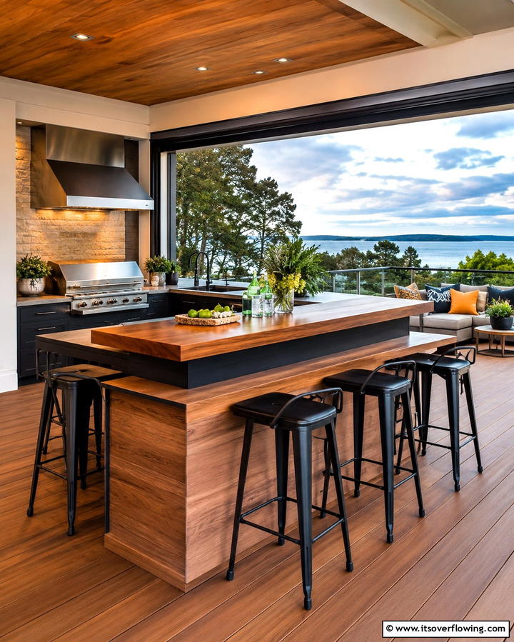 Incorporating a Bar Island - 25 Outdoor Kitchen on Deck Ideas for Seamless Entertaining