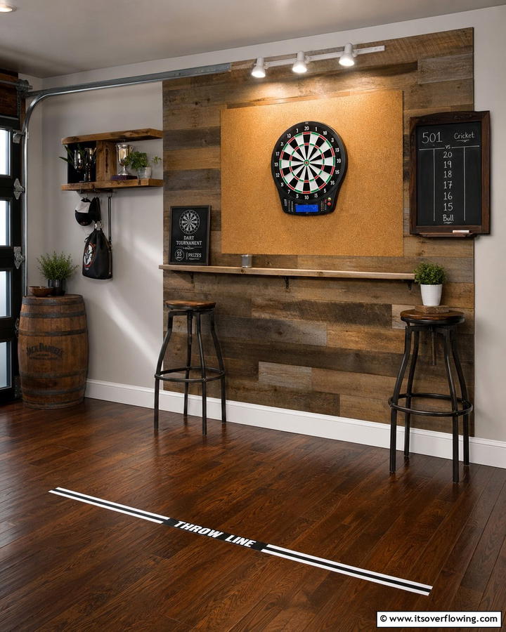 Incorporating a Dartboard Setup - 30 Garage Game Room Ideas for Ultimate Entertainment Zones