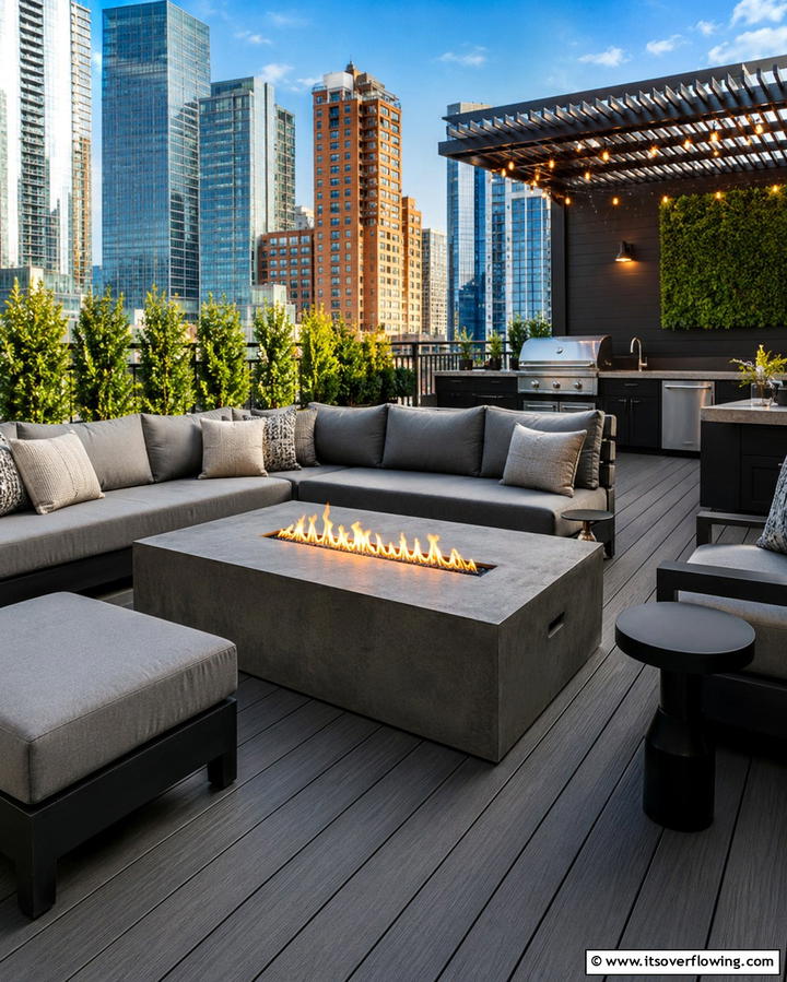 Incorporating a Fire Pit Table - 25 Outdoor Kitchen on Deck Ideas for Seamless Entertaining