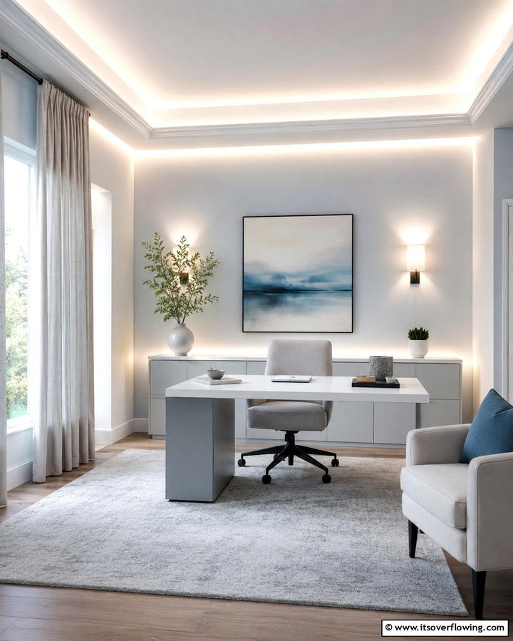 Indirect Wall Lighting - 30 Home Office Lighting Ideas- Brighten Your Workspace
