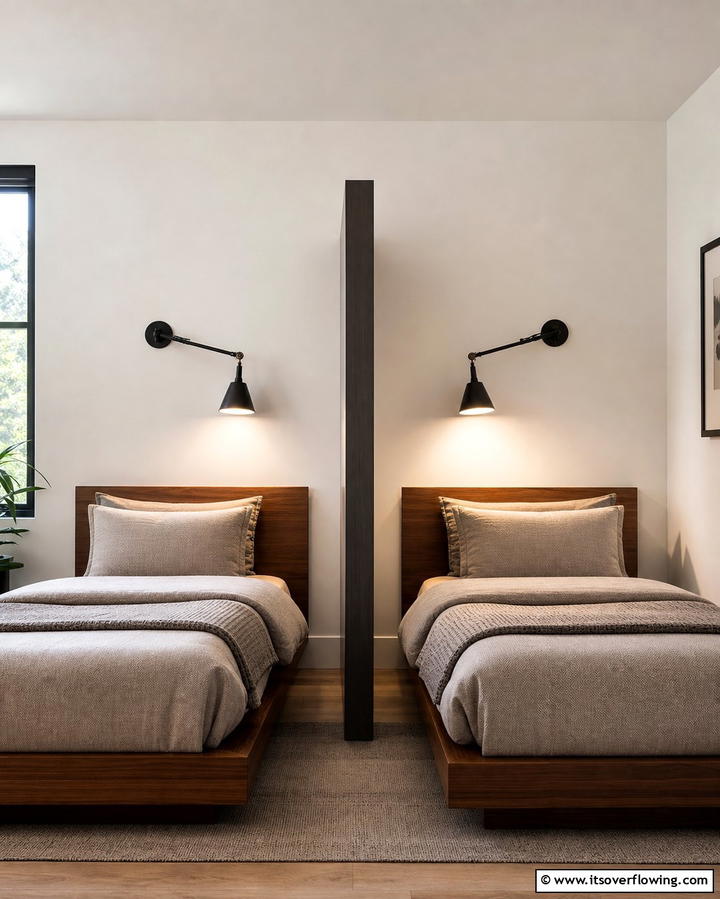Individual Lighting for Each Bed - 25 Twin Bedroom Ideas for Shared Spaces