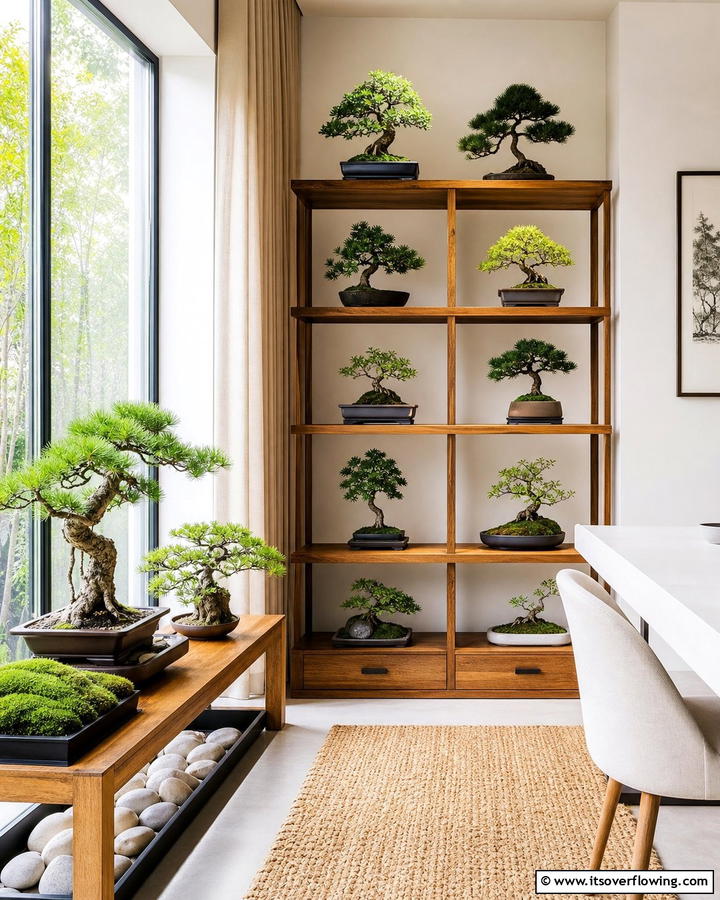 Indoor Bonsai Corner - 20 Bonsai Garden Ideas- Miniature Landscapes