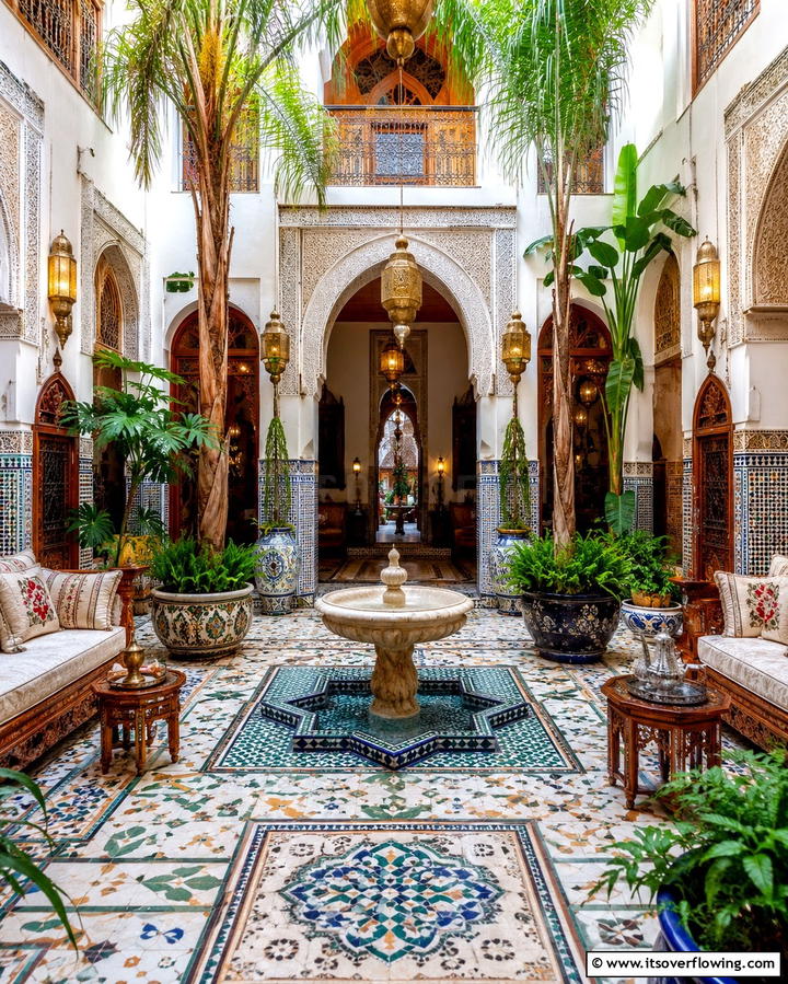 Indoor Courtyard Inspiration - 30 Moroccan Living Room Ideas for Exotic Elegance