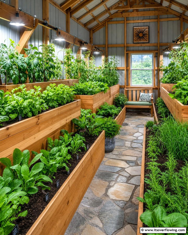 Indoor Garden Space - 25 Pole Barn Interior Ideas for a Versatile Space