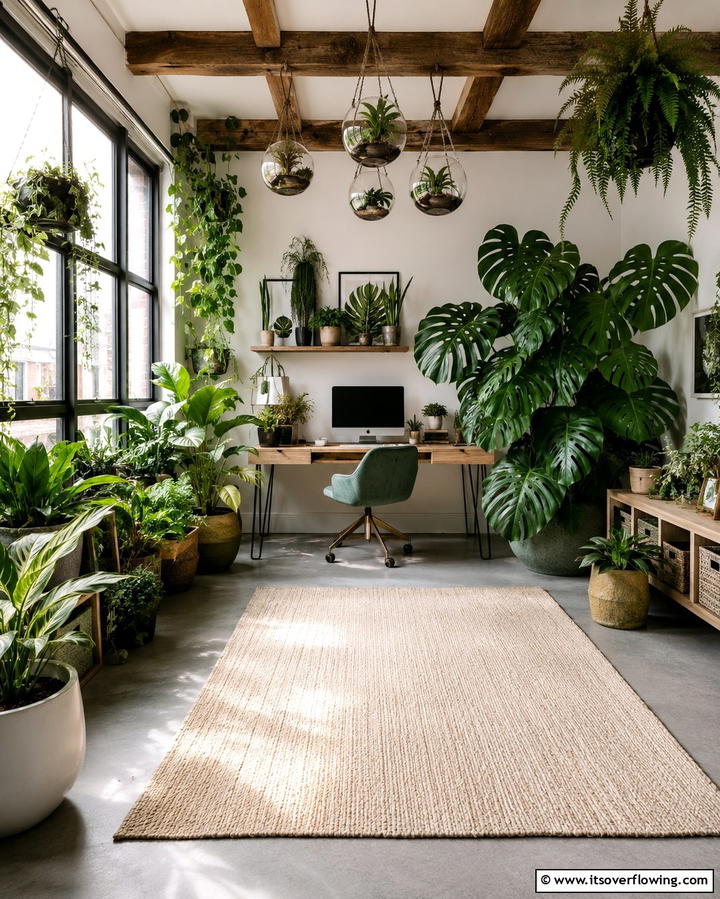Indoor Garden Workspace - 30 Bohemian Home Office Ideas for Eclectic Workspace Vibes