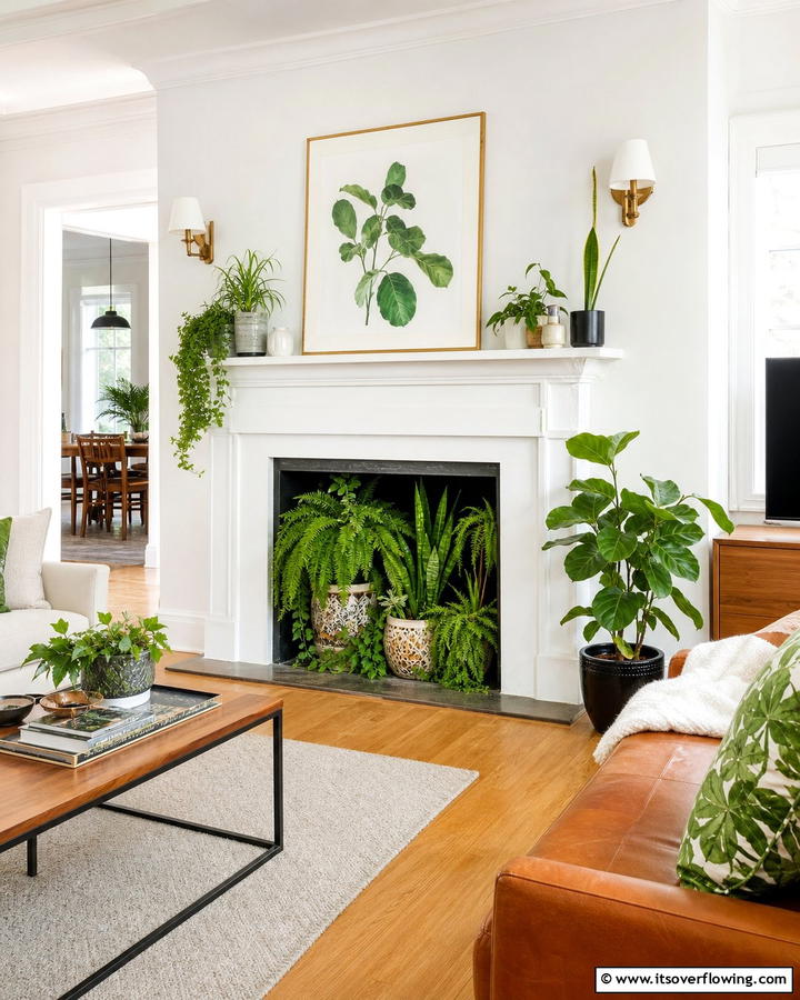 Indoor Garden - 20 Empty Fireplace Ideas to Transform Your Hearth