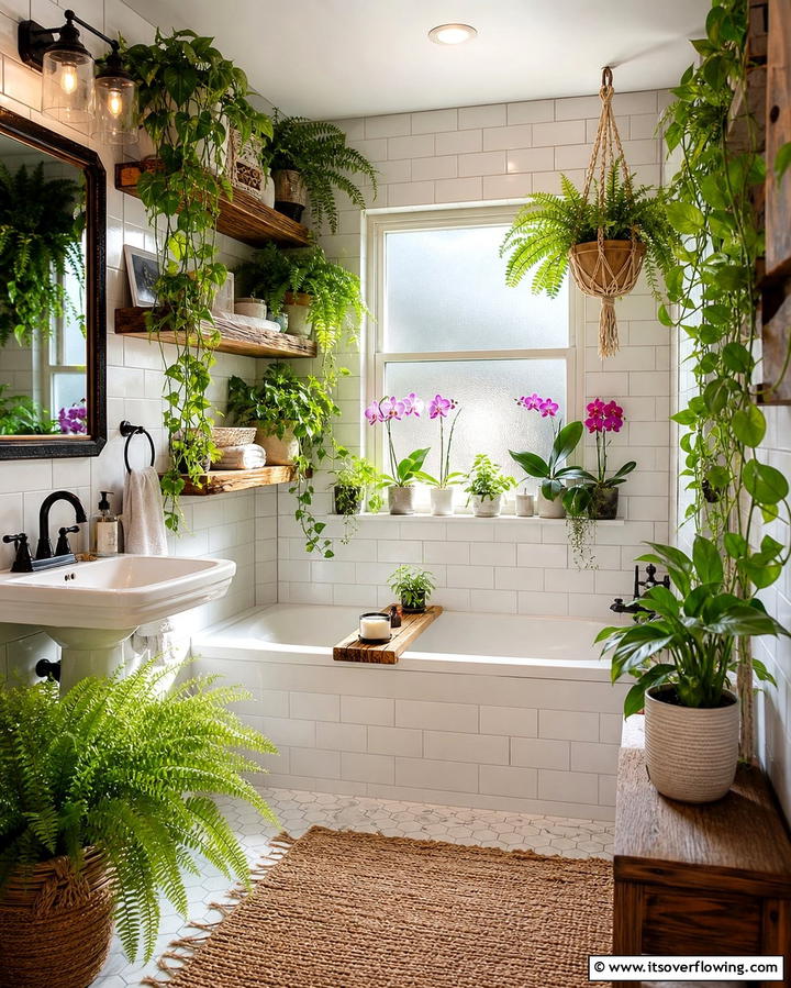 Indoor Greenery - 25 Elegant Bathroom Decor Ideas for a Luxurious Feel