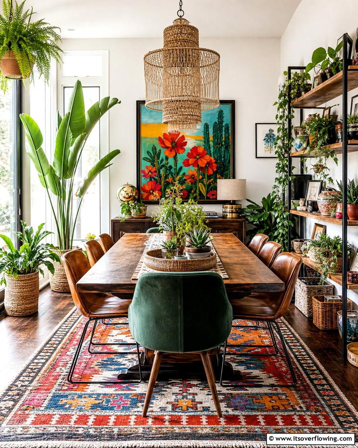 Indoor Greenery Accents - 25 Eclectic Dining Room Ideas for Unique Gatherings