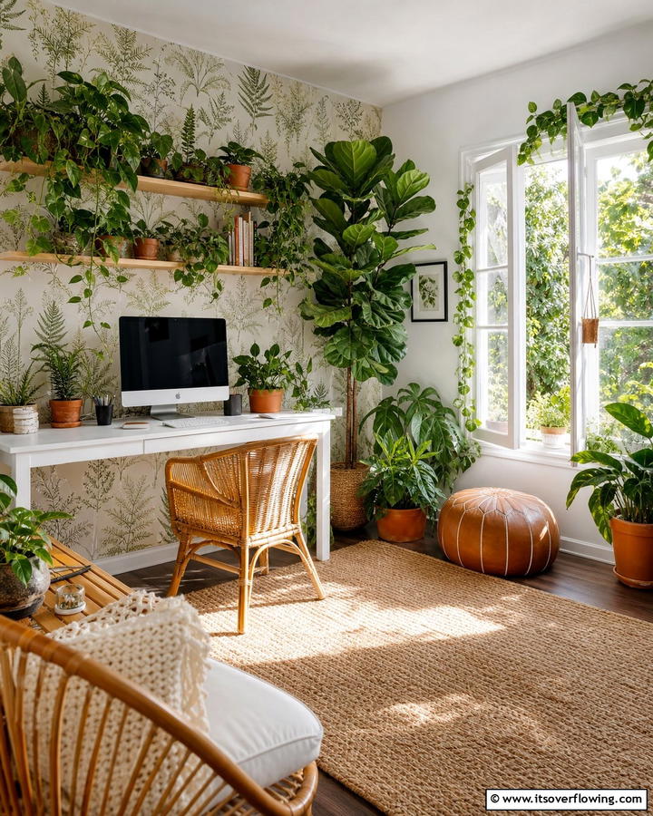 Indoor Greenery Oasis - 21 Home Office Decor Ideas for Productivity and Style