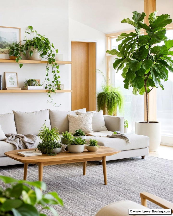 Indoor Greenery - 21 Scandinavian Living Room Ideas for Airy Minimalism