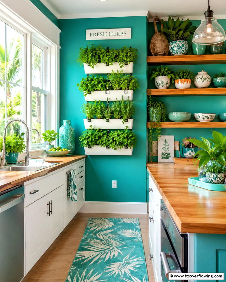 Indoor Herb Garden - 20 Tropical Kitchen Ideas for a Vibrant Look