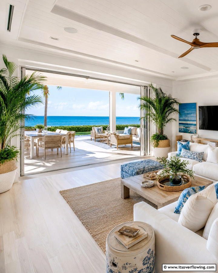 Indoor Outdoor Flow - 25 Beach House Living Room Ideas for a Coastal Vibe
