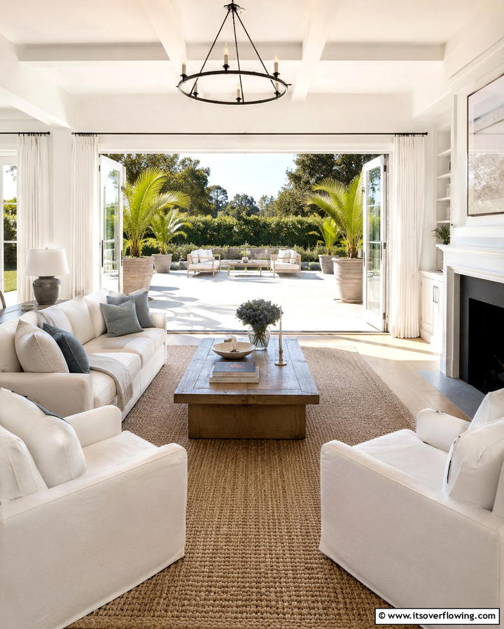 Indoor Outdoor Flow - 30 Hamptons Living Room Ideas for Coastal-Inspired Elegance