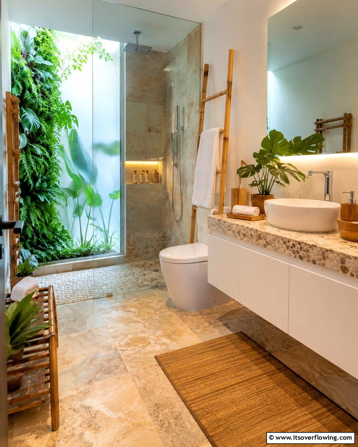 Indoor Outdoor Flow - 30 Small Master Bathroom Ideas for Efficient Luxury