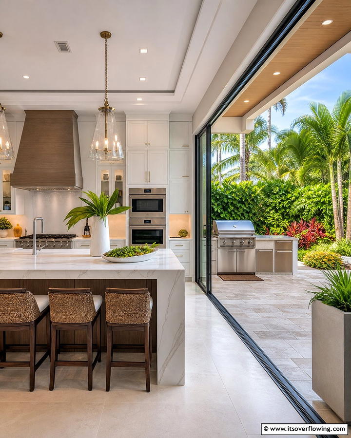 Indoor Outdoor Kitchen Flow - 21 Luxury Kitchen Ideas for a High-End Culinary Experience