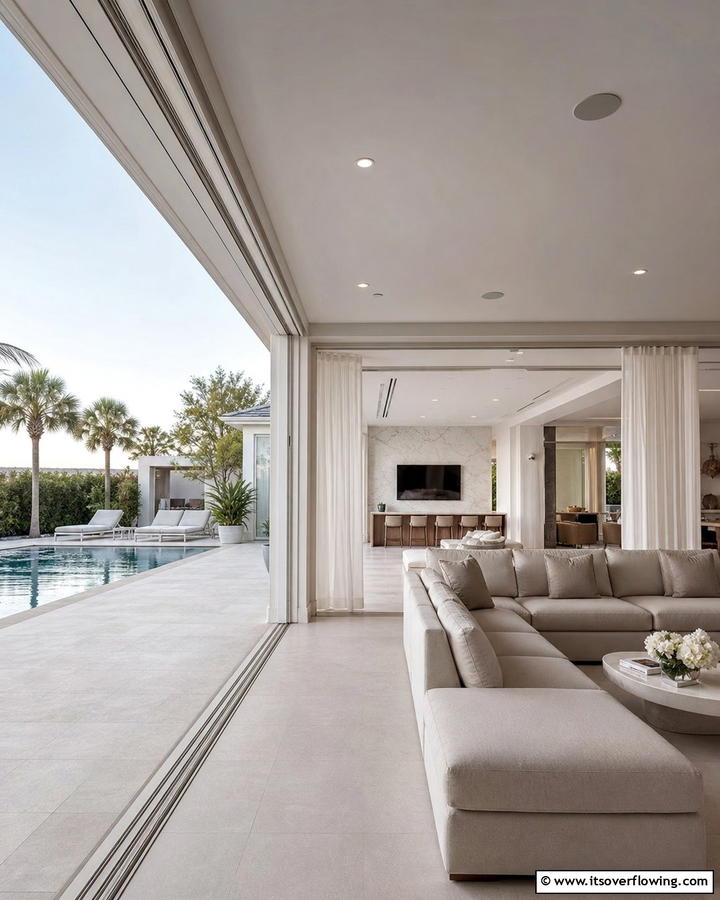 Indoor Outdoor Pool Lounge - 21 Pool House Concepts for Stylish Backyard Escapes & Storage