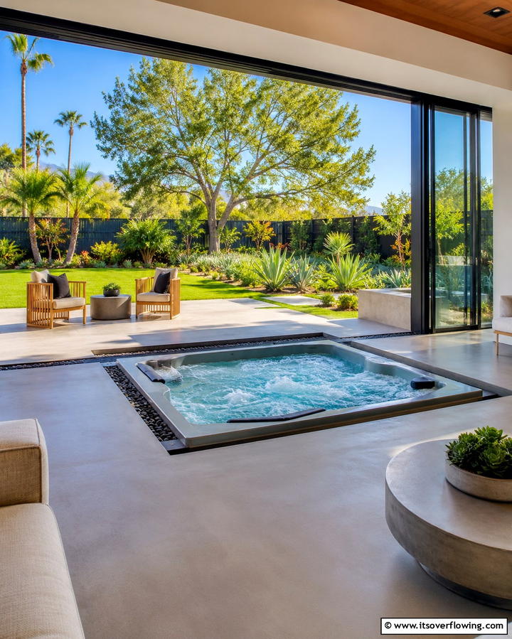 Indoor Outdoor Sunken Hot Tub - 20 Sunken Hot Tub Ideas for Relaxing Outdoor Spaces
