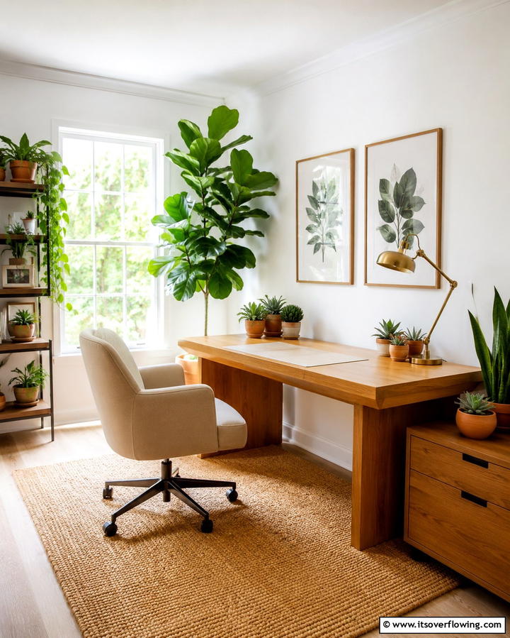 Indoor Plant Decor - 30 Affordable Budget Home Office Ideas for Productive Workspaces