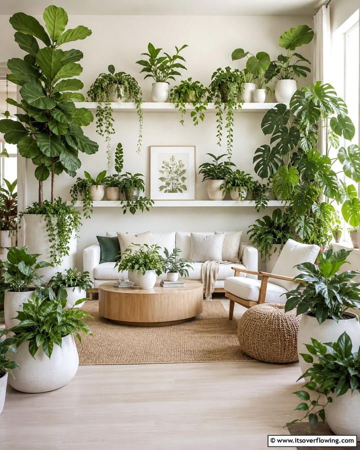 Indoor Plant Sanctuary - 30 Feng Shui Living Room Layouts for Harmony & Flow